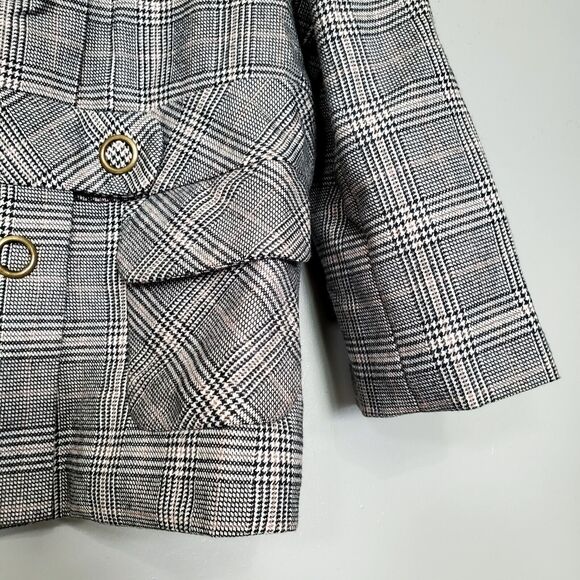 Miss Me Houndstooth Plaid Jacket Womens Size Large Double Breasted Cropped - Picture 6 of 10